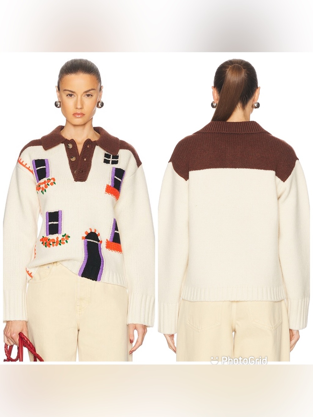 JW Anderson House Wool Polo Sweater in Flax